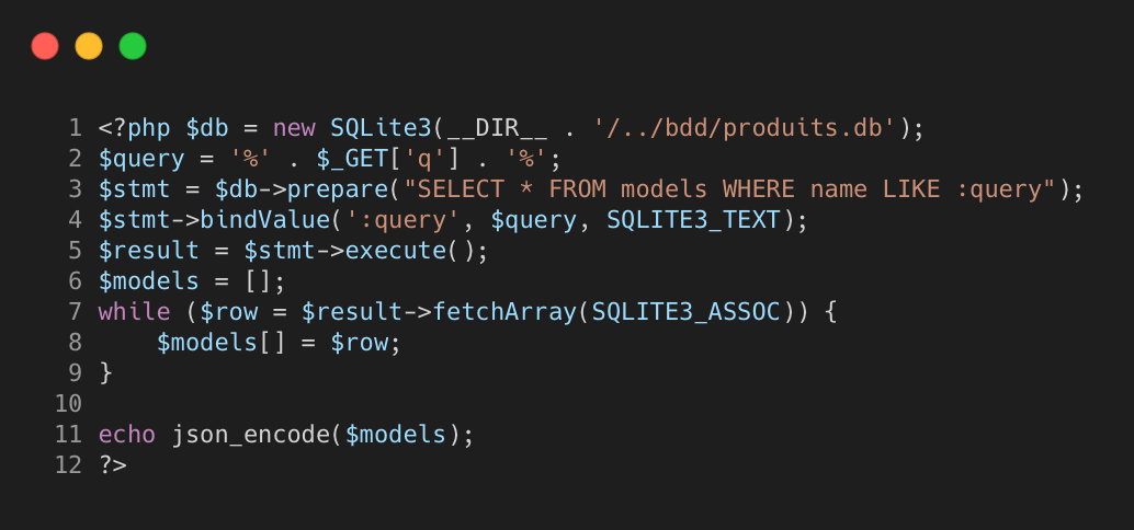 Capture de code de search_models.php